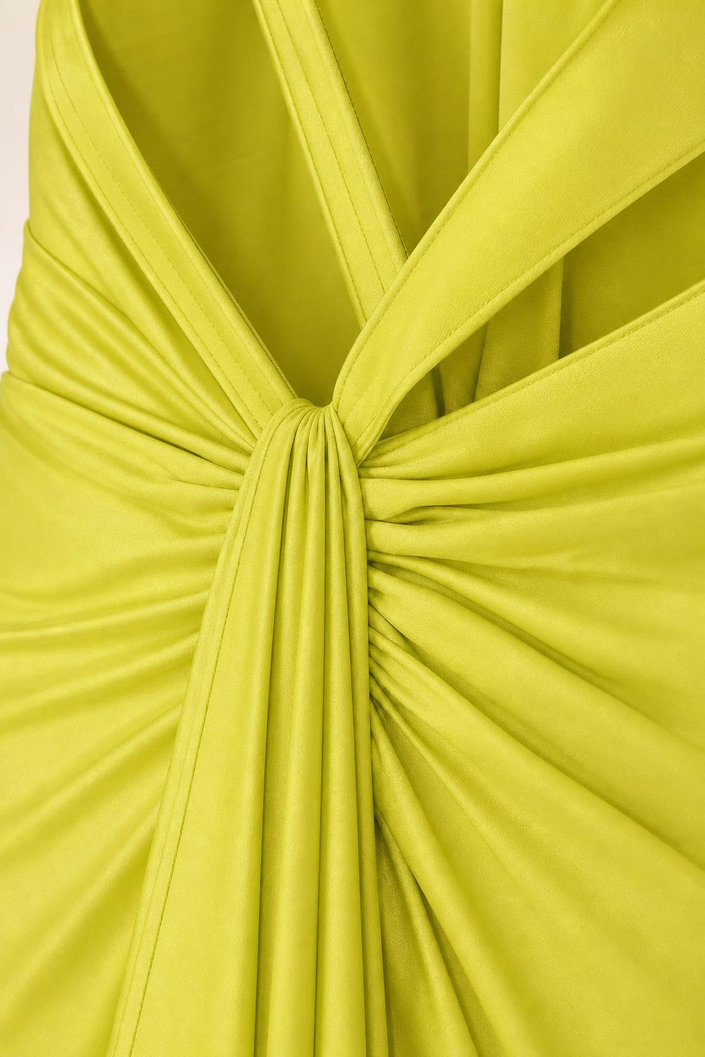 Close-up detail of back ruching and strap construction