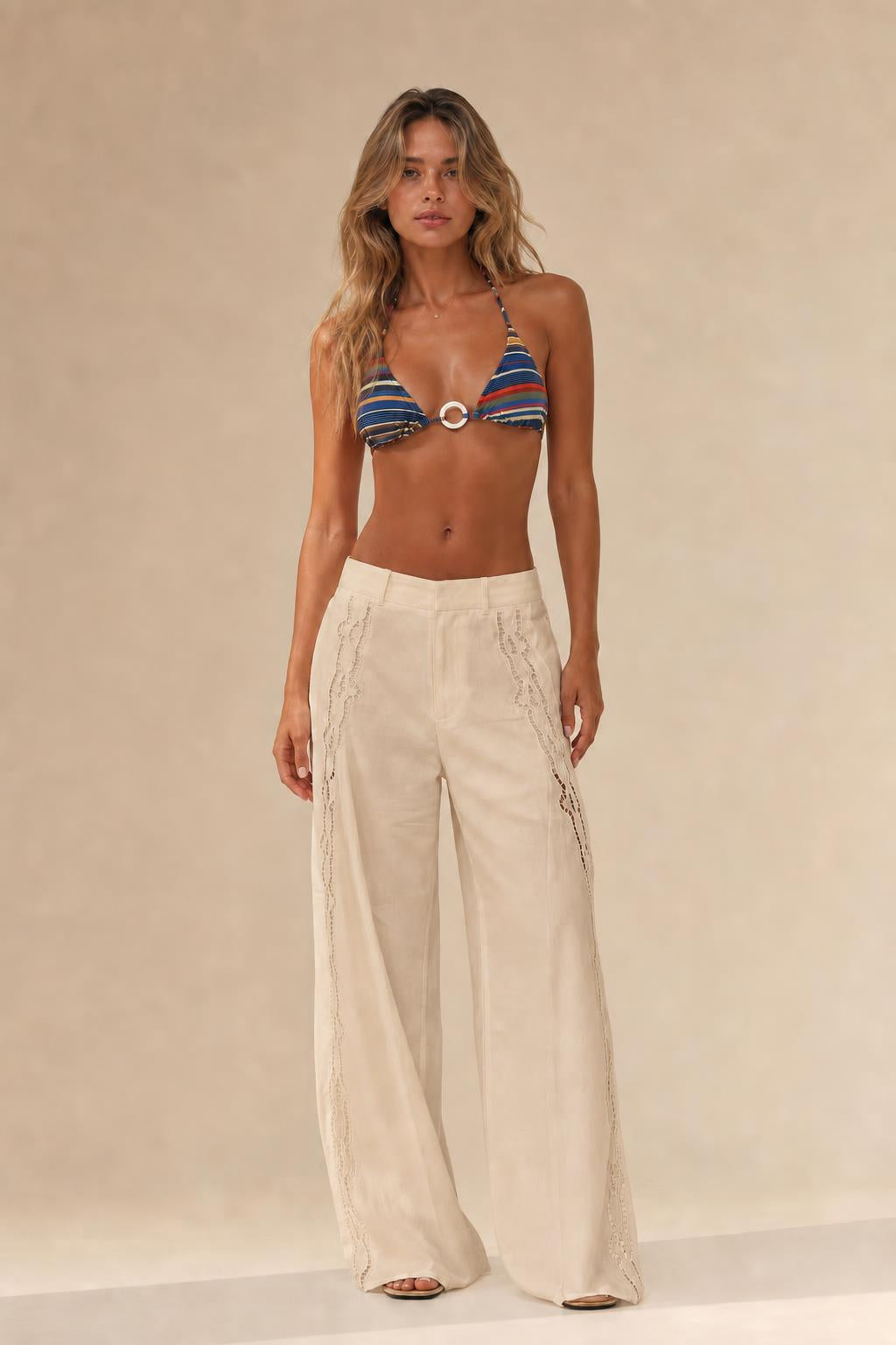 Women's Cutout Detail Wide Leg Trousers