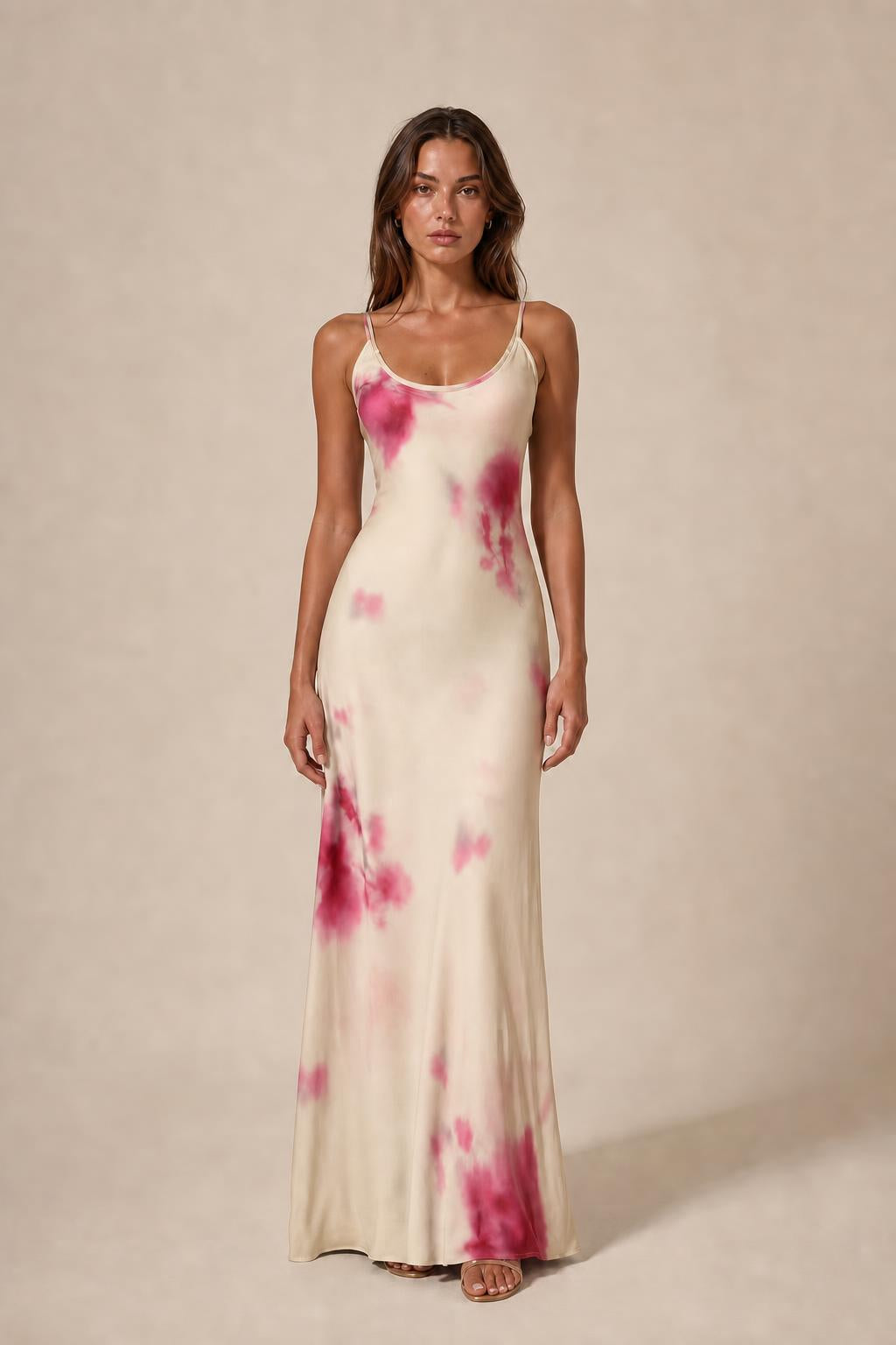 Sleek Tie-Dye Cami Slip Maxi Dress