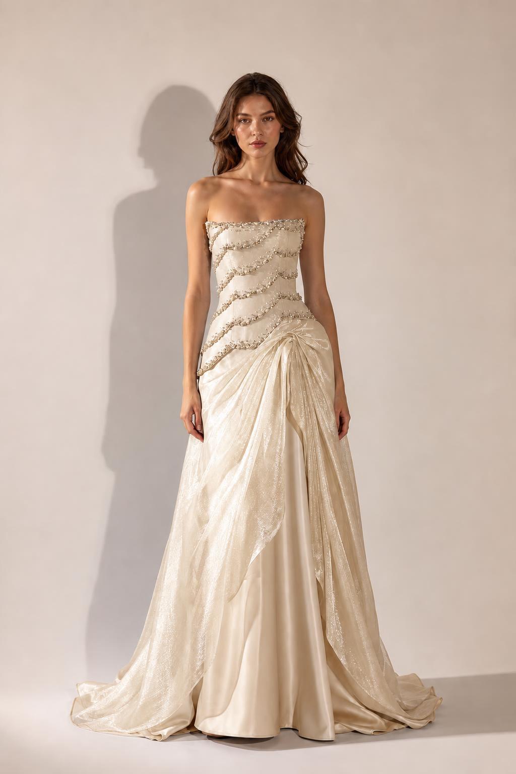 Additional detail angle of the evening gown